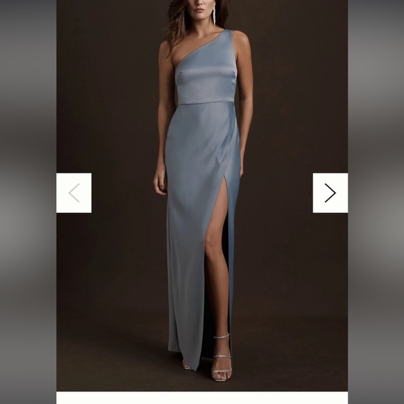BHLDN Dylan One-Shoulder Satin Side-Slit Gown - Picture 1 of 5